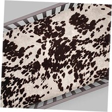 Baby Fitted Crib Sheet White Cow Skin Western Animal Print for Baby Boys Brown