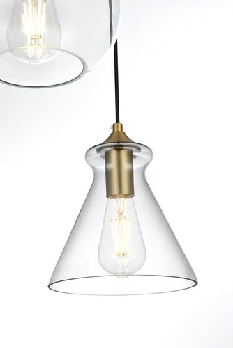 Living District Destry 3-Light Metal Pendant in Brass and Clear - Picture 7 of 8
