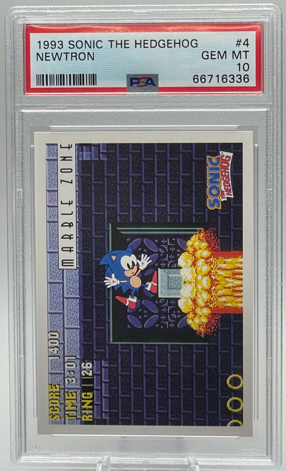 1993 Topps Sonic The Hedgehog #4 Newtron PSA 10 GEM MT – Rare Sega Video Game Ca