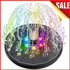 Solar Powered Fountain Bird Bath Fountains Pump With Color LED Lights 6 Nozzles