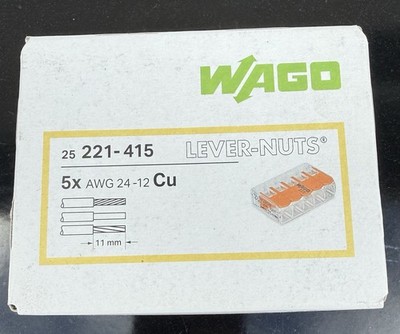 NEW 25 pcs WAGO 221-415 LEVER-NUTS 5 Conductor Compact Connectors 100% Authentic