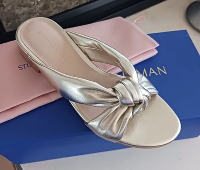 Stuart Weitzman Playa 35 Knot Slide Leather Sandal Size 7.5