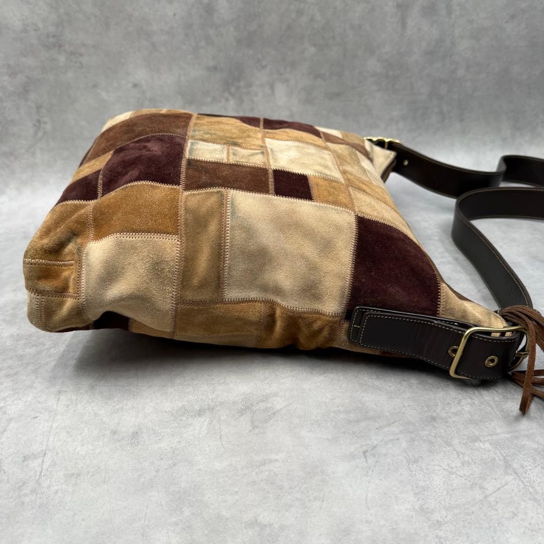 Coach Patchwork Suede Shoulder Bag Brown Authenti… - image 4