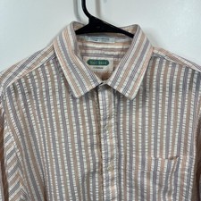 Vintage Sea Isle By Arrow Shirt Mens Large Stripe Short Sleeve Seersucker