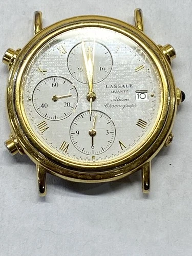 vintage gold-tone Seiko Lassale 7T32 alarm chronograph