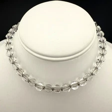 Vintage Simmons Sterling Necklace Clear Glass Beads Adjustable Chain Jewelry