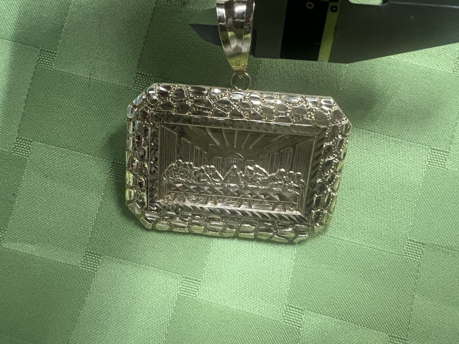 Rectangle Last Supper Textured Nugget  Pendant Re… - image 21