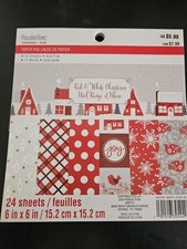 Recollections Papier Papier Cartonné 6x6 Rouge et Blanc 24 Feuilles, Neuf