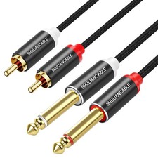 1/4 to RCA Cable, 2X6.35mm TS to Dual RCA Stereo Audio Interconnect Cord for ...