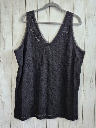 Torrid Stretch Lace V-Neck Tank Sleeveless 3X (22-24) Black - Picture 4 of 10