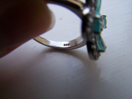 GORGEOUS MODERNIST 925 SOLID STERLING SILVER APATITE TOPAZ RING SIZE P 6.75 - Picture 4 of 6