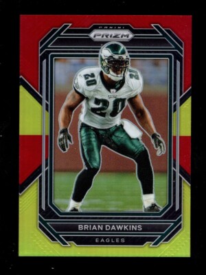 2022 PRIZM RED YELLOW #243 BRIAN DAWKINS 34/44 EAGLES