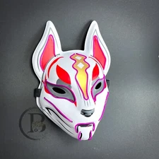 Light Up Kitsune Fox Mask Cosplay LED Halloween Costume Masquerade Mask [Purple]