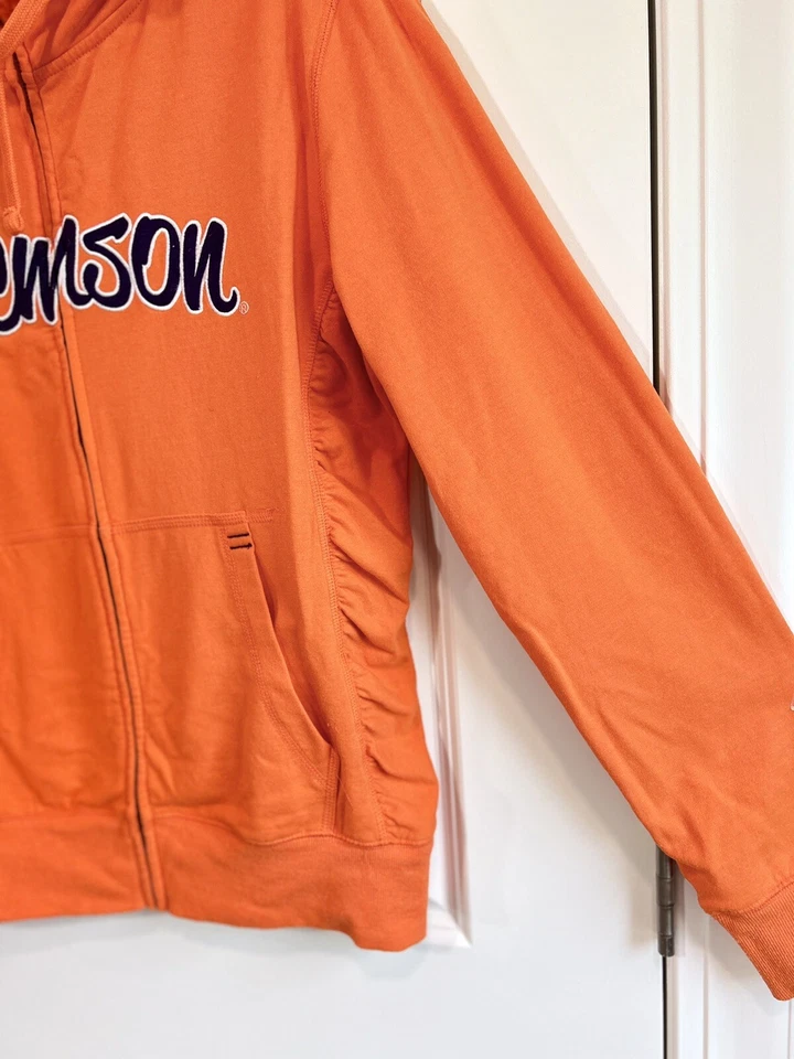 NCAA Clemson University Mujer Cremallera Completa Forrada de Vellón Sudadera con Capucha Chaqueta Naranja Med Foto 3 de 4