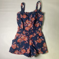Gap Kids Girl's Blue With Flowers Adjustable Strap Romper Size S