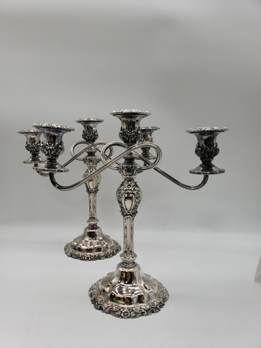Juego de 2 candelabros de 3 luces International Silver Countess Silver Plate  - Imagen 1 de 8