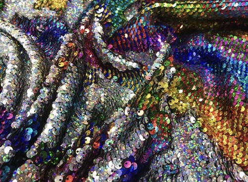 Multi Color/ Silver Switching Sequins On A 2 Way Stretch - Picture 4 of 10
