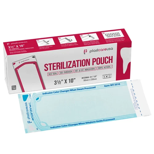 3.5" x 10" Self-Sealing Sterilization Pouches for Autoclave (Choose Quantity) - product listing photo