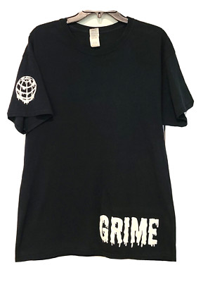 ☆RARE☆ Grime Matters EDM Long Black T-shirt Melting World Logo