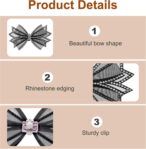 2 Pcs Shoe Clips for Women Dress Shoes, Mesh Bow Rhinestone High Heel Shoe Clips - Picture 6 of 12