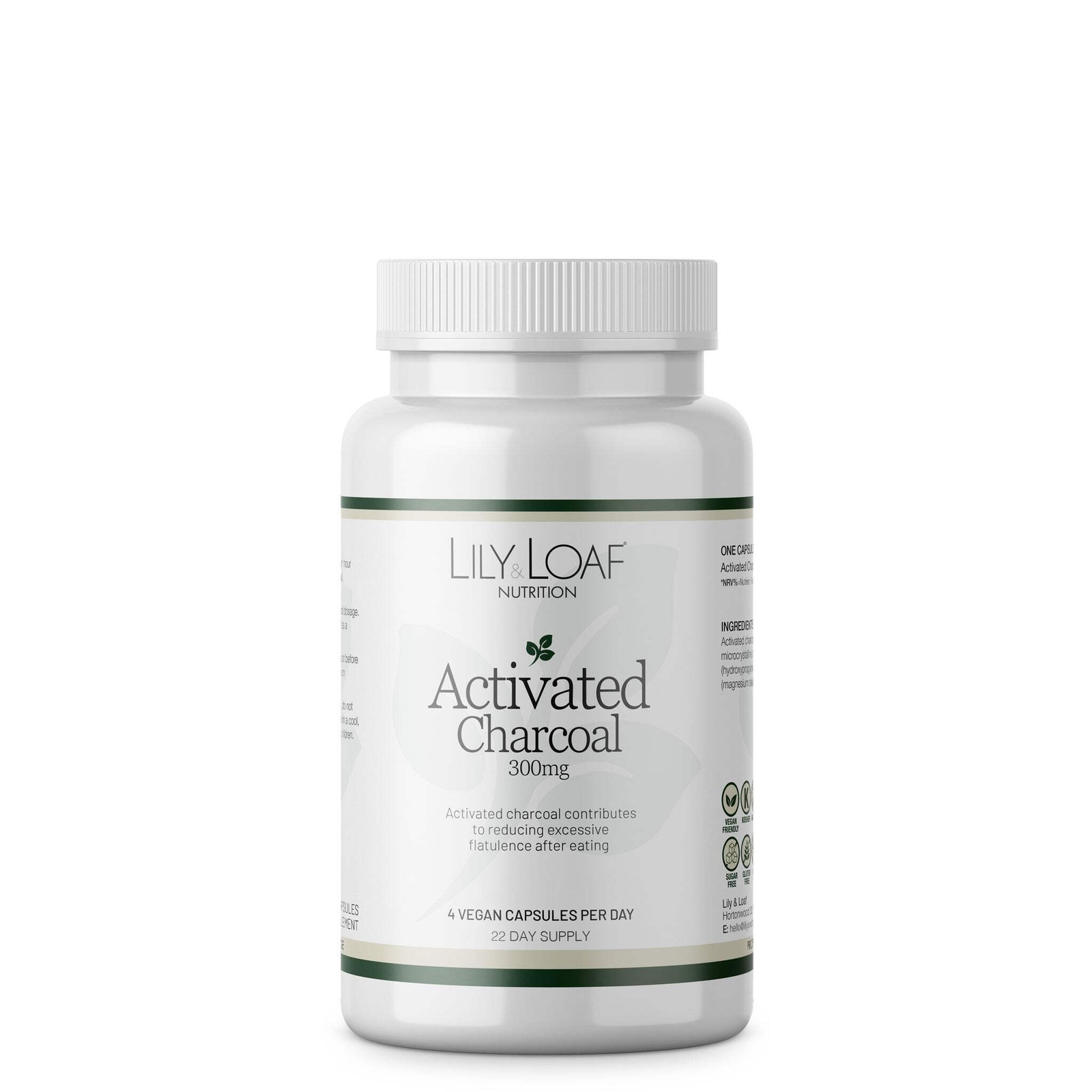 Lily & Loaf Activated Charcoal 300mg Capsules | 90 Vegan Coconut Shell Charcoal