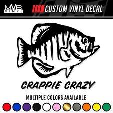 Crappie Crazy Fishing Vinyl Sticker Decal bass fish hooker boat outdoors camp