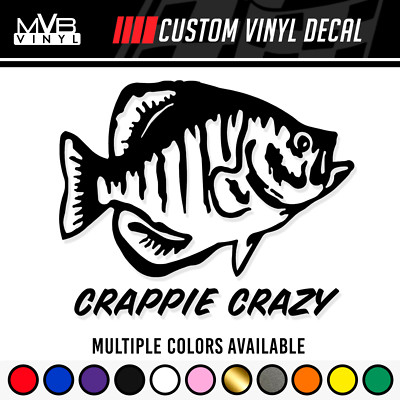 Crappie Crazy Fishing Vinyl Sticker Decal bass fish hooker boat outdoors camp