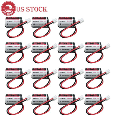 15X Battery EVE ER14250 3.6V LS14250 1/2 AA Size 1200mAh Li-ion Battery w/Plug