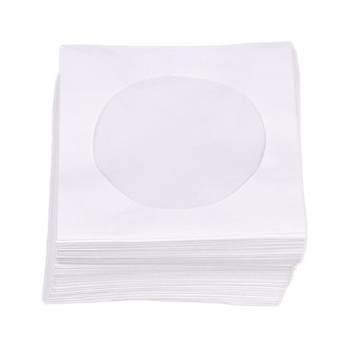 100 CD DVD Paper Sleeves Storage Bag Wallet Case Envelopes Mailers - White - Afbeelding 3 van 6