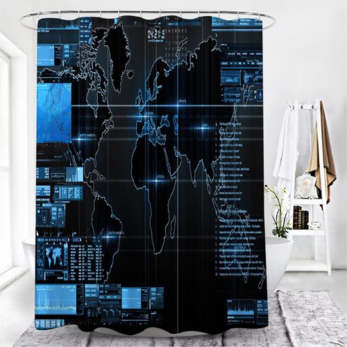 Extra Long World Map Shower Curtain Waterproof Bathtub Curtain with 12Hooks Gift - Bild 9 von 35
