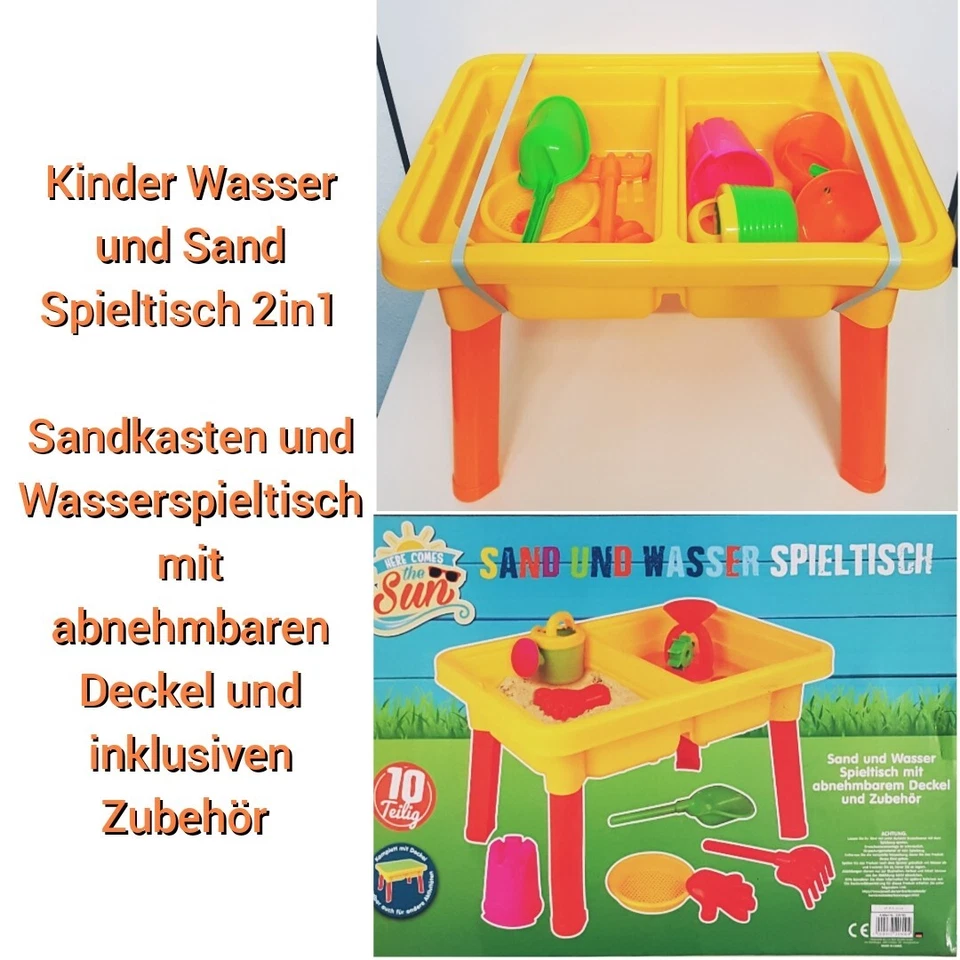 Kinder Spieltisch Sandkasten und Wasserspieltisch 2in1 mit 10 teiligen Zubehör - Bild 2 von 4