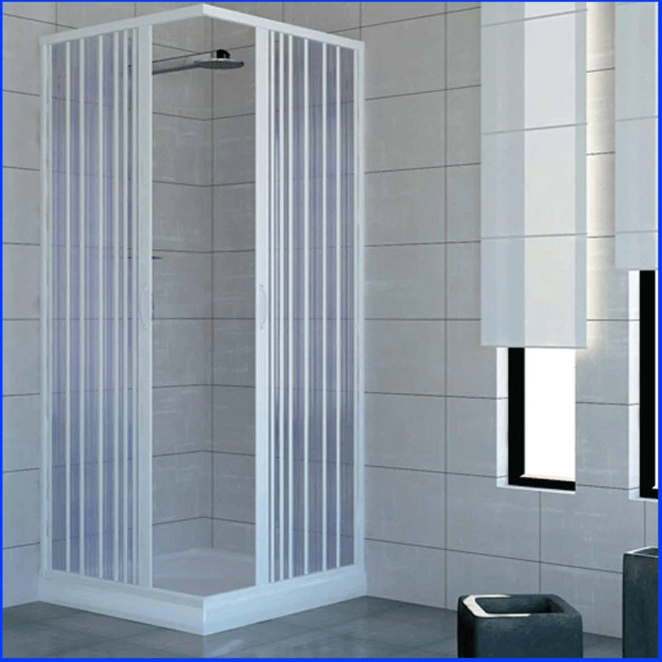 box doccia pvc cabina angolare 2 lati a soffietto misura regolabile resistente  - Immagine 2 di 4