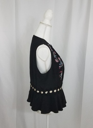 Nanette Lepore black posie embroidered peplum blouse 12 new - Picture 3 of 12
