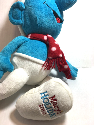 SMURF Macys 2010 Holiday Christmas Large Plush 22" Soft Santa Hat & Scarf - Picture 9 of 14