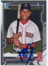 MIGUEL BLEIS SIGNED 2021 1st BOWMAN CHROME BASEBALL CARD BOSTON RED SOX #BCP-167