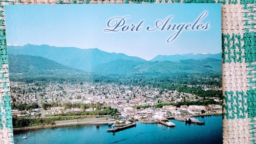 TARJETA POSTAL VINTAGE VISTA AÉREA CON VISTAS A PUERTO ANGELES WASHINGTON - Imagen 12 de 12