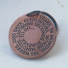 7 YEARS MONTHS WEEKS copper 7th Wedding Anniversary Gift Husband Wife Keychain