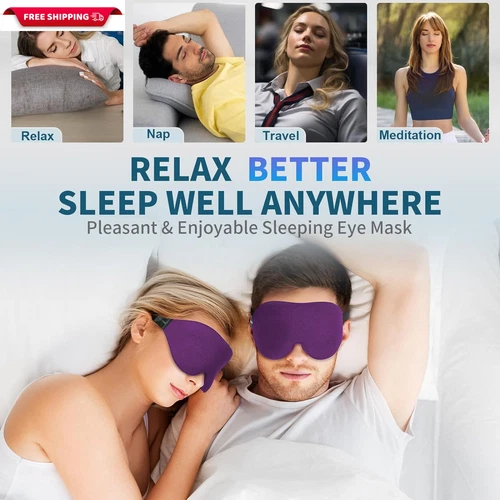 2 Travel 3D Eye Mask Sleeping Soft Padded Shade Cover Rest Relax Blindfold - Picture 8 of 8