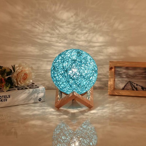 LED Rattan Ball USB Night Light Bedside Desk Lamp Home Party Decor Birthday Gift - Picture 6 of 13