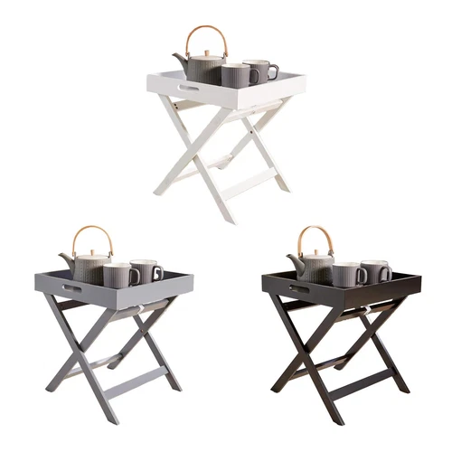 Folding Butlers Side Table Portable Wood Food Serving Tray Drink Dinner Tea