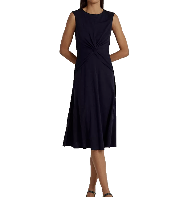 ★国内発送★Ralph Lauren Twist-Front Jersey Dress LAUREN Ralph Lauren Twist-Front Jersey Dress Lighthouse Navy