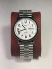 Vintage Timex Easy Reader Quartz 34mm White Indiglo Dial Mens Dress Watch