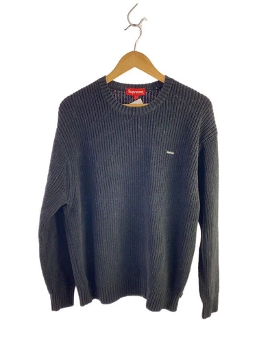Pull tricot Supreme petite boîte côtelée (épais XL coton noir occasion
