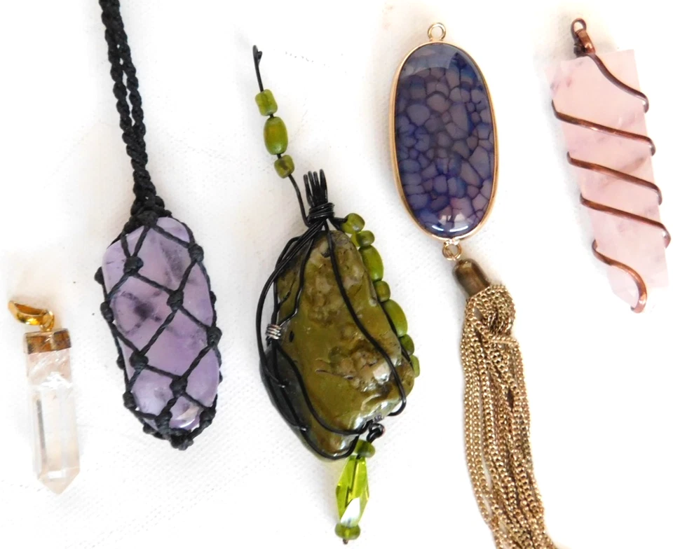 Подвеска с драгоценными камнями смешанный лот из 5 каменных капель ожерелье для изготовления ювелирных изделий - Изображение 4 из 4