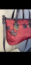 Radley Burgundy Quilted Nylon Tote Bag Zip Closure Dog Charm Detachable Strap