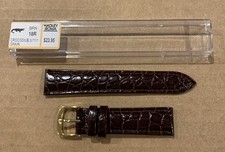 Ladies Genuine Italian Leather Crocodile Grain Watch Band Strap - Brown