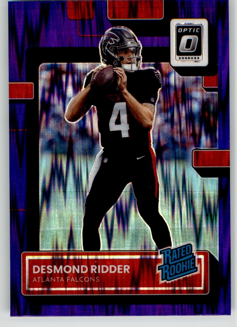 Desmond Ridder 2022 Donruss Optic Purple Shock 202 Atlanta Falcons Rookie