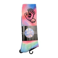 Santa Cruz Crew Socks Mens Large 9-11 Tie Dye Hand Logo Colorful Athletic Womens