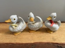 Vintage Homeco Duck Figurines Set Of 3 ~ Porcelain ~ #1414