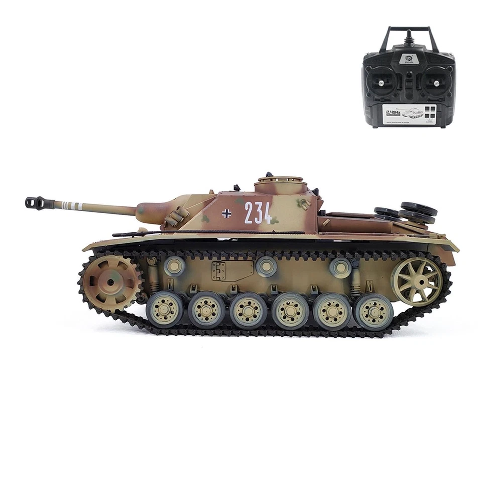 2.4G Henglong 1/16 7.0 RTR RC Tank German Stug III 3868 BB IR Battery Smoke - Image 4 of 4
